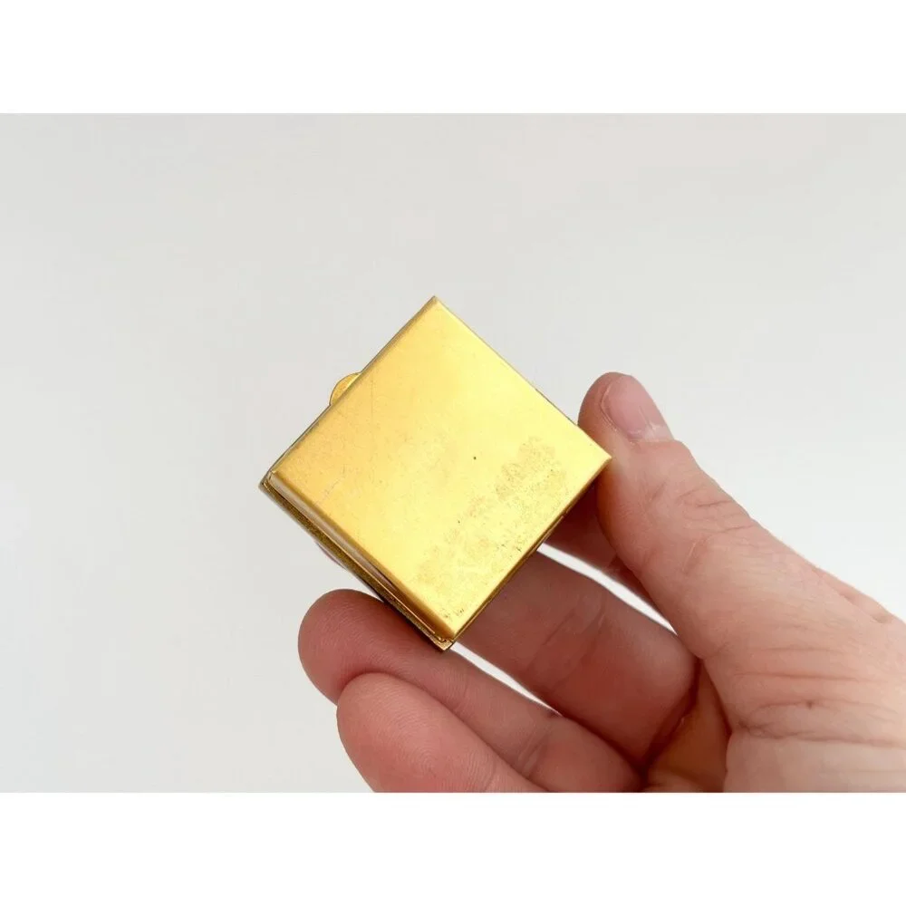 Rhinestone 80's Vintage Gold Toned Compact Mirror Trinket | Jewelry | Ring Box